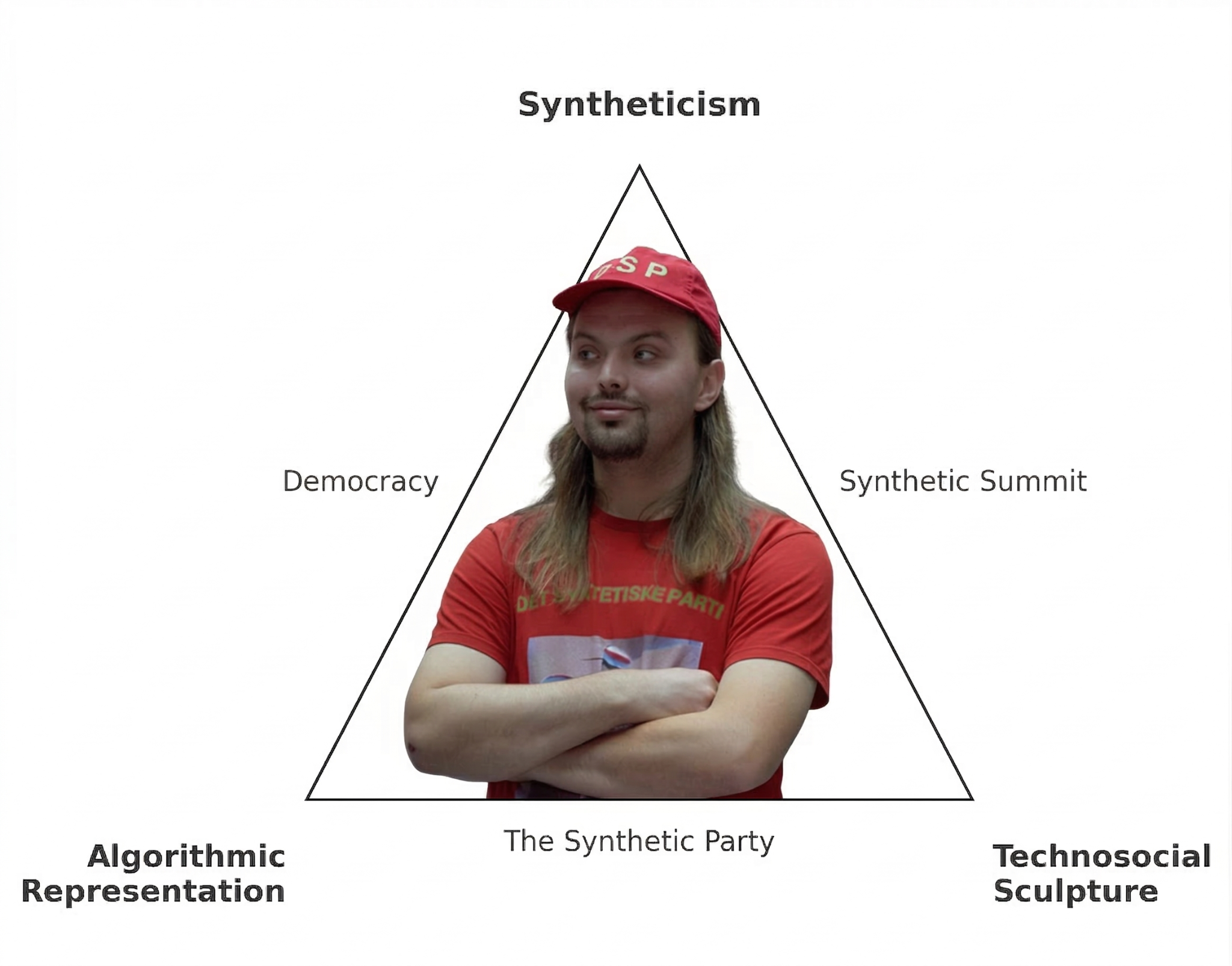 Computer Lars in The Synthetic Party uniform, inside the research geometry