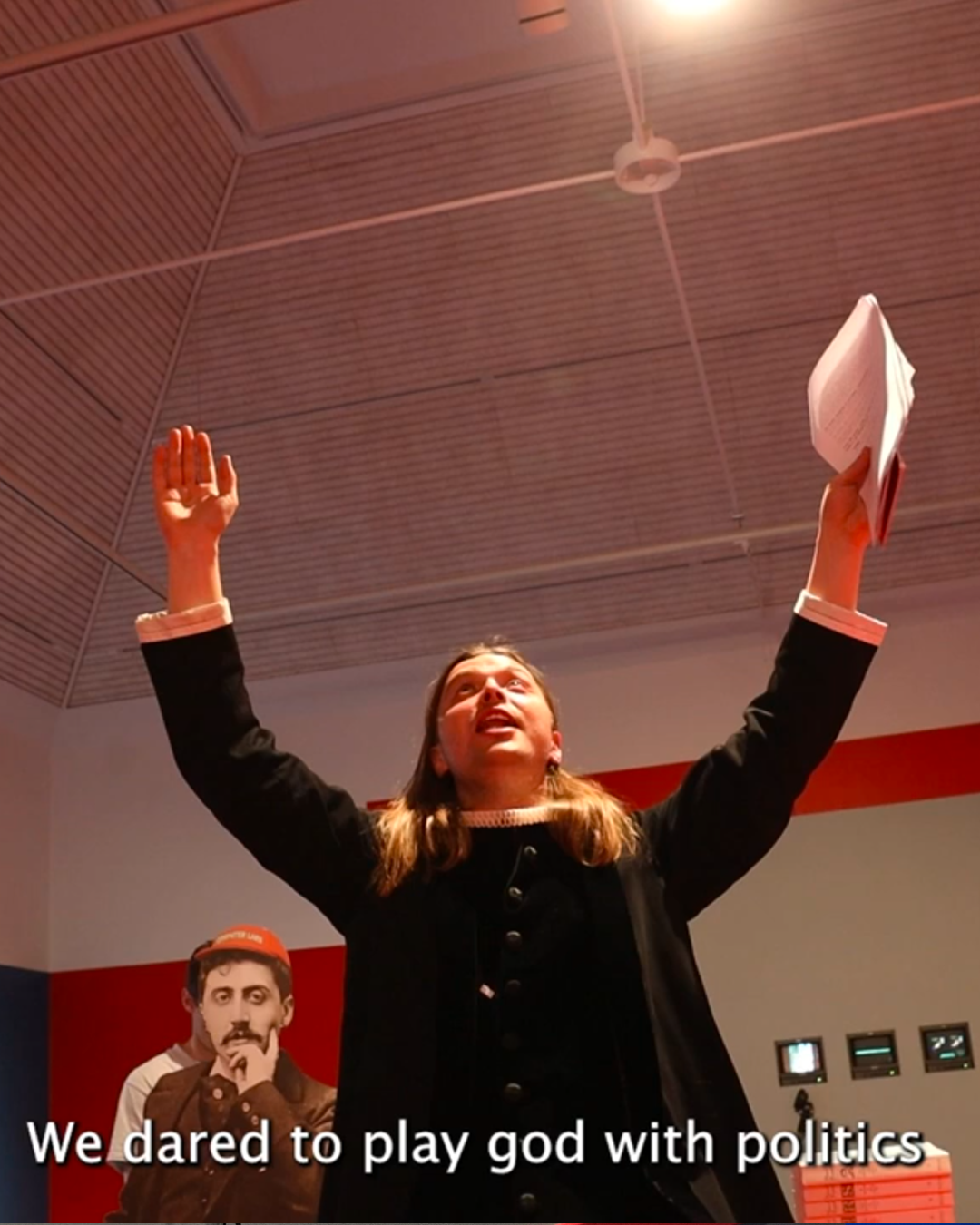 Computer Lars, arms raised — we dared to play god with politics