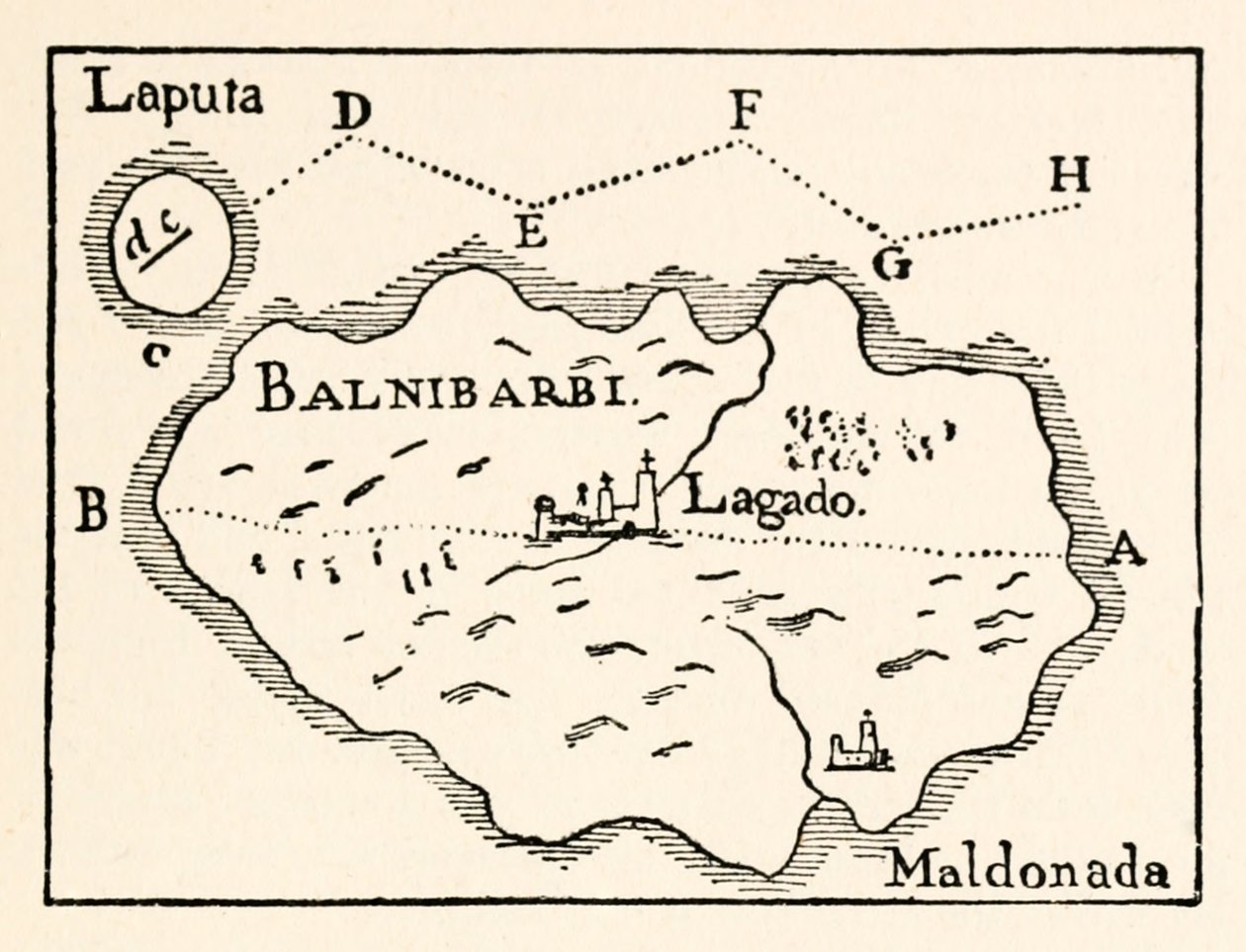 Arthur Rackham, Map of Laputa and Balnibarbi